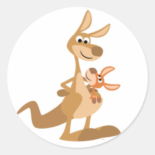 Niedlicher Cartoon Kangaroo Mum und Joey Sticker