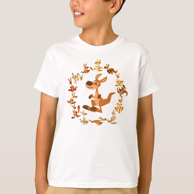 Niedlicher Cartoon Kangaroos Mandala Children T -  T-Shirt (Vorderseite)