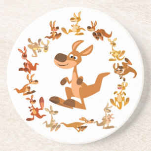 Niedlicher Cartoon Kangaroos Mandala Untersetzer