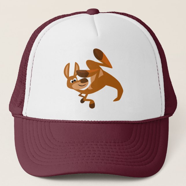 Niedlicher Cartoon Kangaroo's Somersault Hat Truckerkappe (Vorderseite)