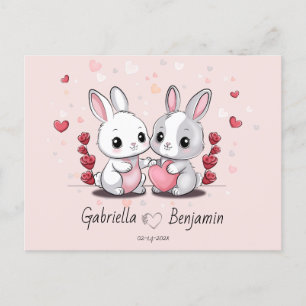 Niedlicher Cartoon Kaninchenliebe HerzValentinstag Postkarte