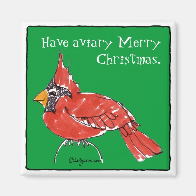 Niedlicher Cartoon Kardinal Weihnachtsmagnet Magnet (Vorne)