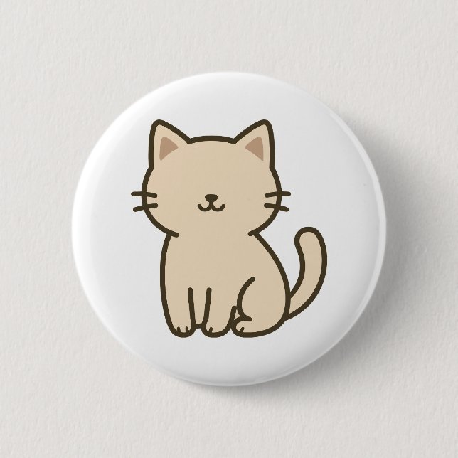 Niedlicher Cartoon Katze Illustration - Minimal Be Button (Vorderseite)