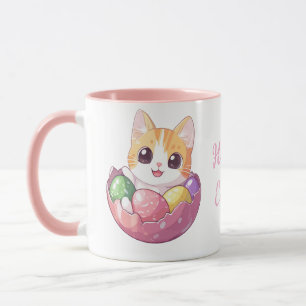 Niedlicher Cartoon Katze in Ostereier Tasse Adorab