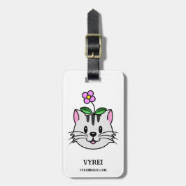 Niedlicher Cartoon Katze mit Blume auf ihrem Kopf Gepäckanhänger