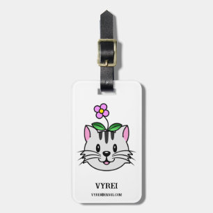 Niedlicher Cartoon Katze mit Blume auf ihrem Kopf Gepäckanhänger