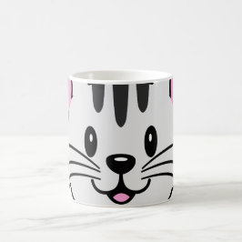 Niedlicher Cartoon Katze mit Blume auf ihrem Kopf Kaffeetasse