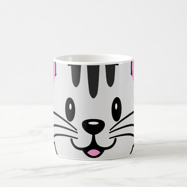 Niedlicher Cartoon Katze mit Blume auf ihrem Kopf Kaffeetasse (Mittel)