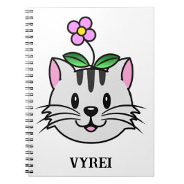 Niedlicher Cartoon Katze mit Blume auf ihrem Kopf Notizblock