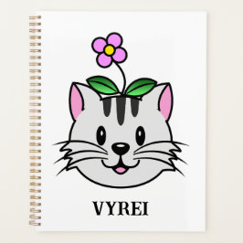 Niedlicher Cartoon Katze mit Blume auf ihrem Kopf Planer