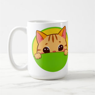 Niedlicher Cartoon Katze mit hellen Farben Kaffeetasse