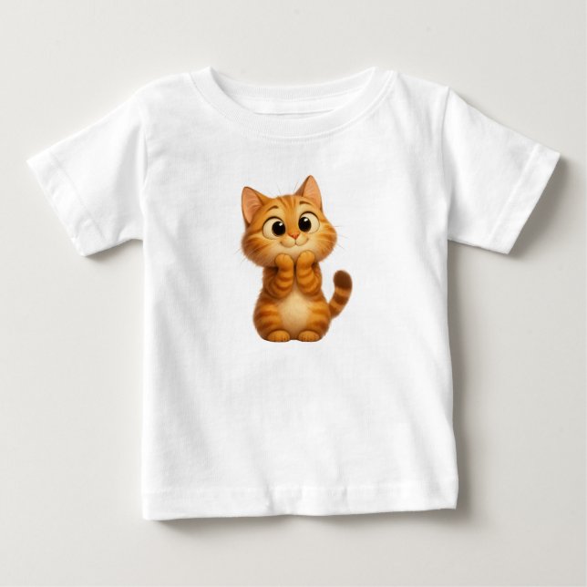 Niedlicher Cartoon Katze, Orange Tabby Katze Baby T-shirt (Vorderseite)
