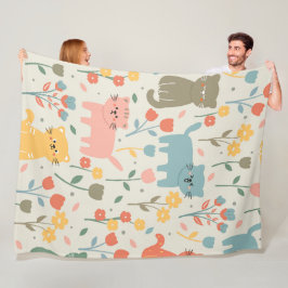 Niedlicher Cartoon Katzen Nahtloses Muster Fleecedecke