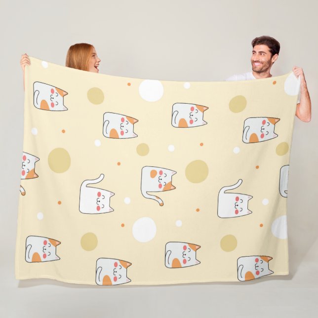 Niedlicher Cartoon Katzen Nahtloses Muster Fleecedecke (Beispiel)