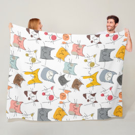 Niedlicher Cartoon Katzen Nahtloses Muster Fleecedecke