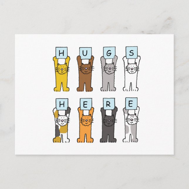 Niedlicher Cartoon Katzen Schläger hier Postkarte (Vorderseite)