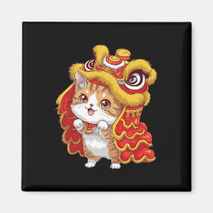 Niedlicher Cartoon Kawaii Cat Lion Tancing Chinesi Magnet
