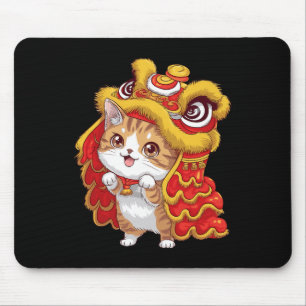 Niedlicher Cartoon Kawaii Cat Lion Tancing Chinesi Mousepad