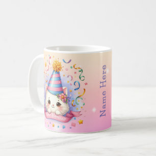 Niedlicher Cartoon Kawaii Kitty Cat Happy Birthday Kaffeetasse