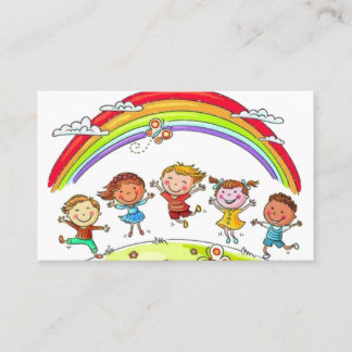 Niedlicher Cartoon Kinder Rainbow Daycare Kinderbe Visitenkarte