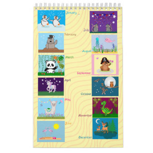Niedlicher Cartoon Kinderzeitalter Single Seite Kl Kalender
