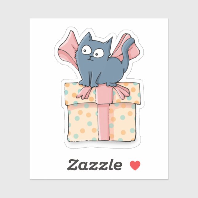 Niedlicher Cartoon Kitty auf Geschenkboxen mit ros Aufkleber (Blatt)