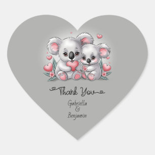 Niedlicher Cartoon Koala Liebe Valentine's Day Vie Herz-Aufkleber