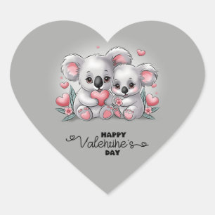 Niedlicher Cartoon Koala Liebhaber Herzlich Willko Herz-Aufkleber