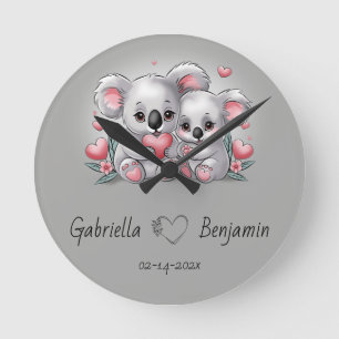 Niedlicher Cartoon Koala Liebhaber Herzlich Willko Runde Wanduhr