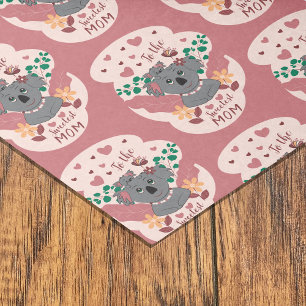 Niedlicher Cartoon Koala Mama und Baby rosa Gewebe Seidenpapier