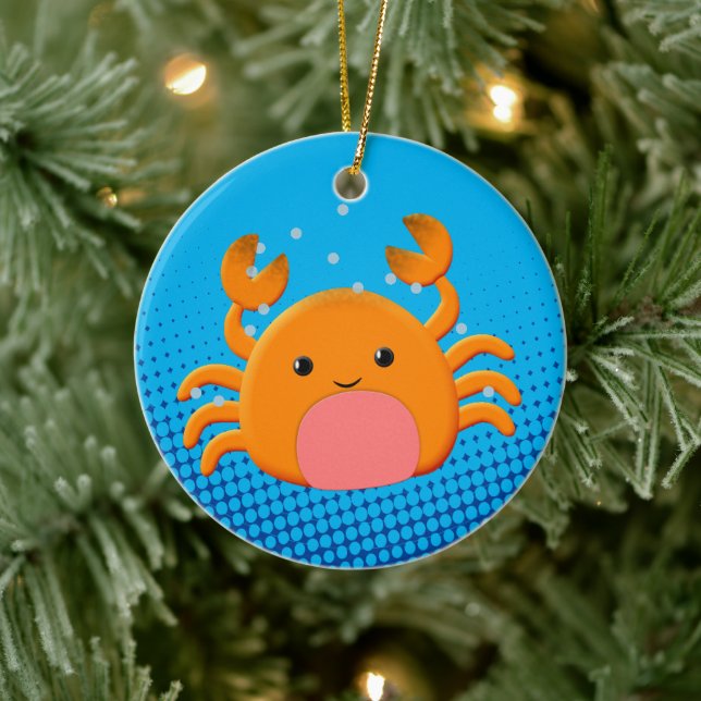 Niedlicher Cartoon Krabben Keramik Ornament (Baum)