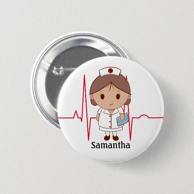 Niedlicher Cartoon Krankenversicherung Personalisi Button (Vorne & Hinten)