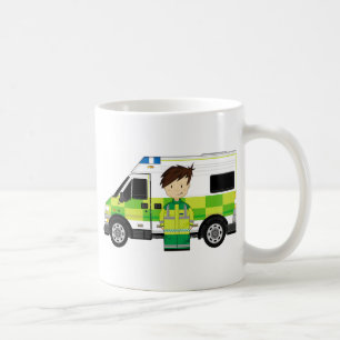 Niedlicher Cartoon-Krankenwagen und EMT Kaffeetasse