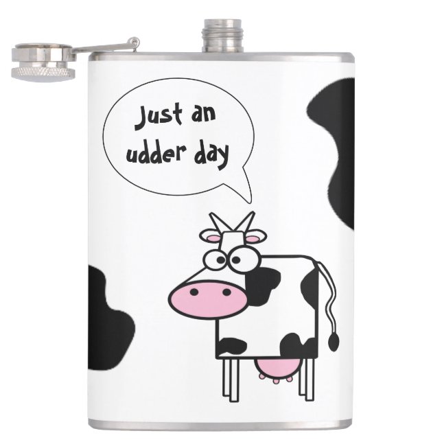 Niedlicher Cartoon Kuh Udder Day Flachmann (Geöffnet)