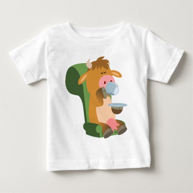 Niedlicher Cartoon Kuh und ein Nice Cuppa Baby T - Baby T-shirt (Vorderseite)
