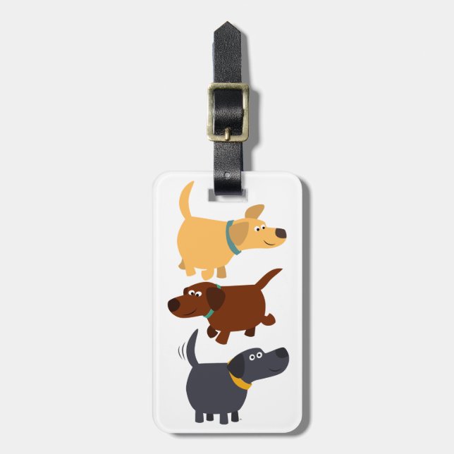 Niedlicher Cartoon Labradors in 3 Flavours Gepäcka Gepäckanhänger (Vorderseite vertikal)