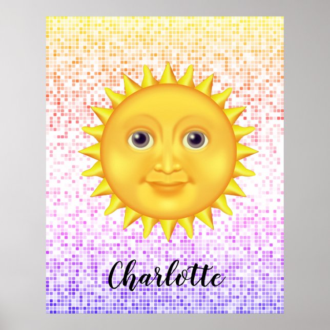 Niedlicher Cartoon Lächeln der Sonne mit süßer Hum Poster (Vorne)