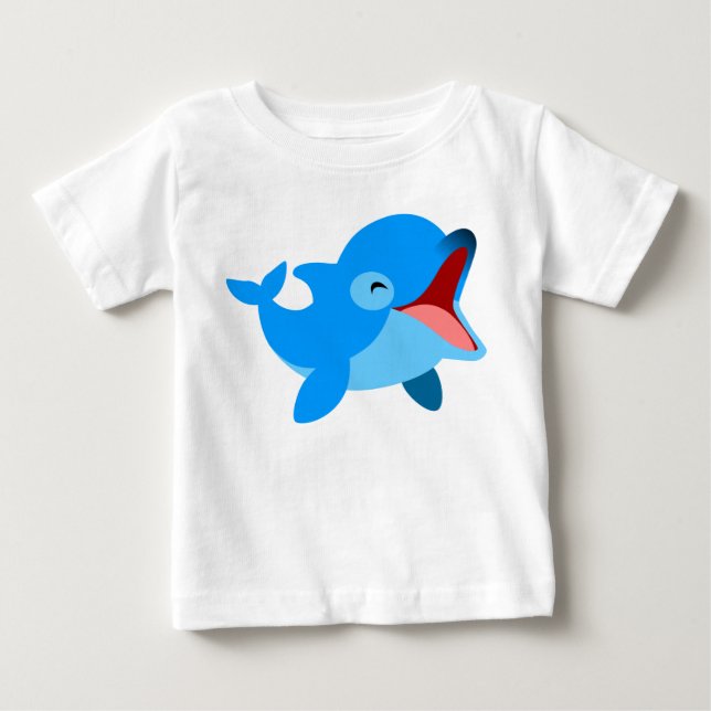 Niedlicher Cartoon Lächeln Dolphin Baby T - Shirt (Vorderseite)