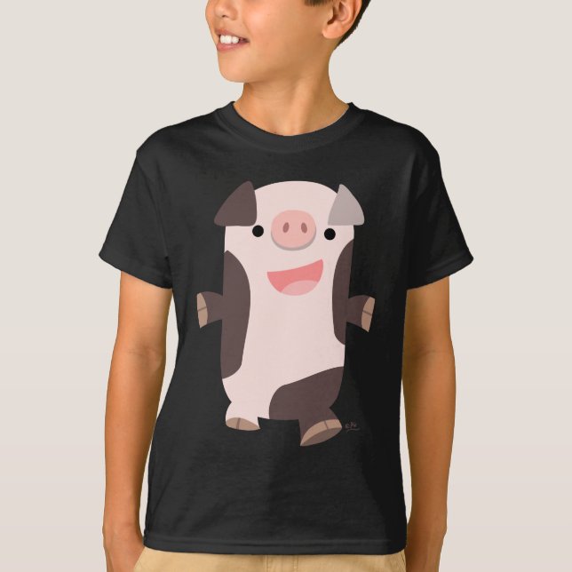 Niedlicher Cartoon Lächeln Schweinekifer T - Shirt (Vorderseite)