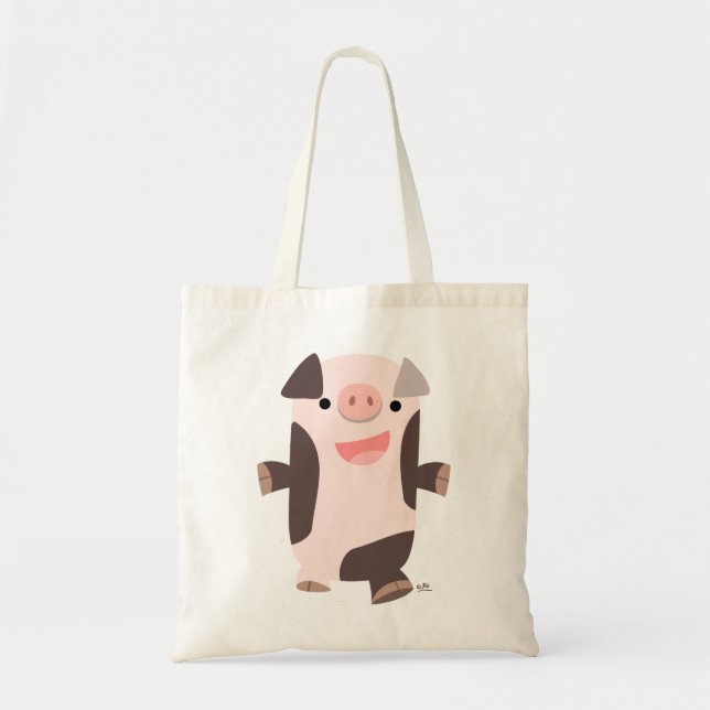 Niedlicher Cartoon Lächelnde Schweinebag Tragetasche (Vorne)