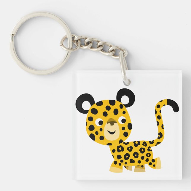 Niedlicher Cartoon Lächelnder Leopard Acrylsäure S Schlüsselanhänger (Vorderseite)