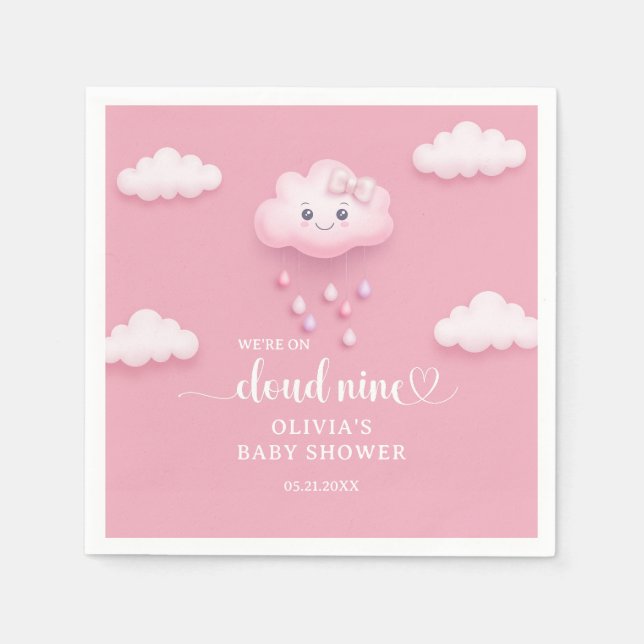 Niedlicher Cartoon lächelt Wolke neun Babydusche Serviette (Vorderseite)