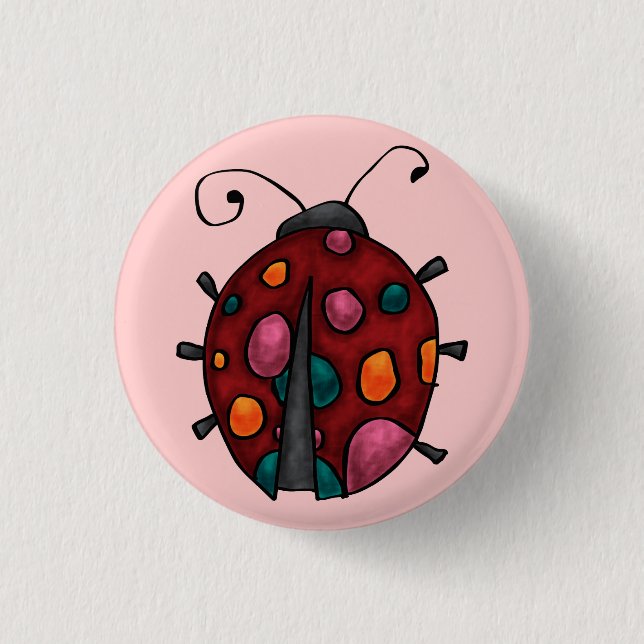 Niedlicher Cartoon Ladybug Button (Vorderseite)