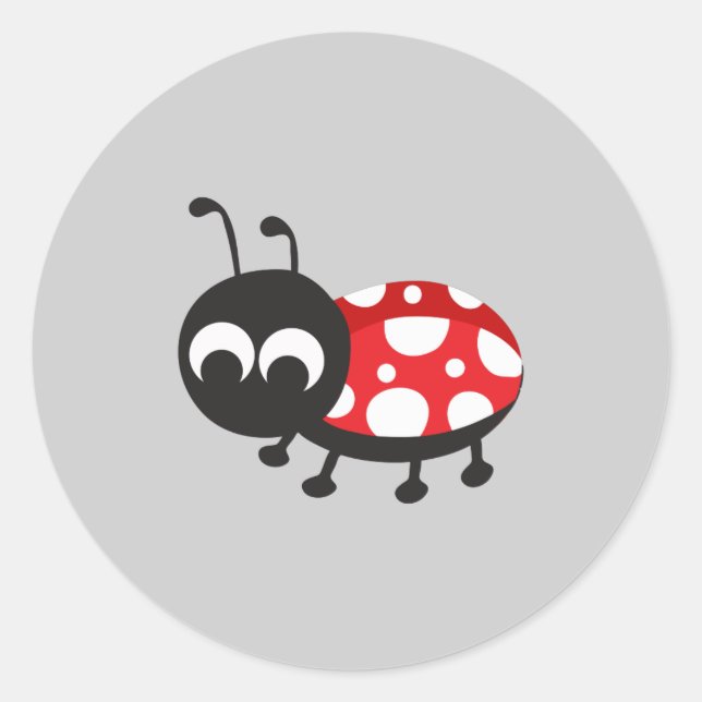 Niedlicher Cartoon Ladybug Runder Aufkleber (Vorderseite)
