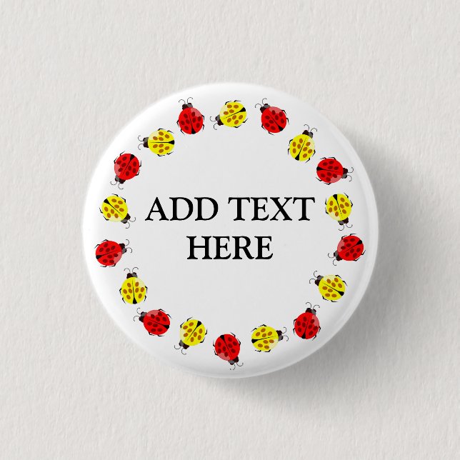 Niedlicher Cartoon Ladybugs in rot und gelb Button (Vorderseite)