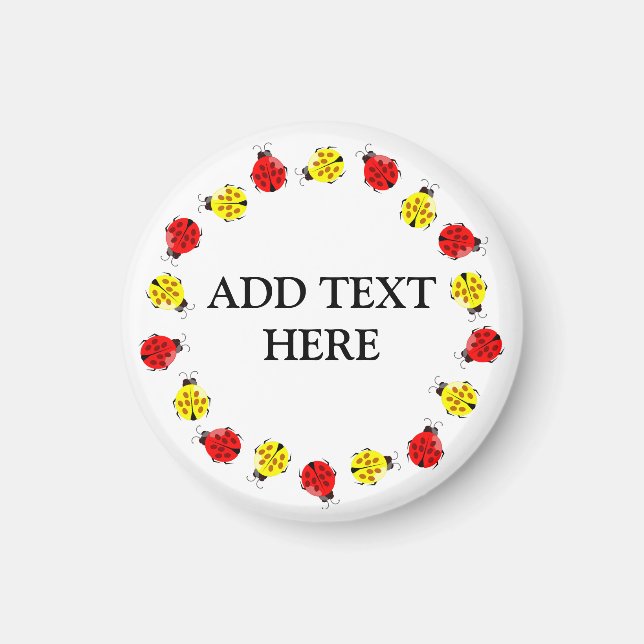 Niedlicher Cartoon Ladybugs in rot und gelb Magnet (Vorne)