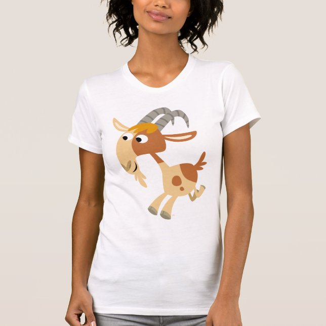 Niedlicher Cartoon-laufender Ziegen-Frauen-T - T-Shirt (Vorderseite)
