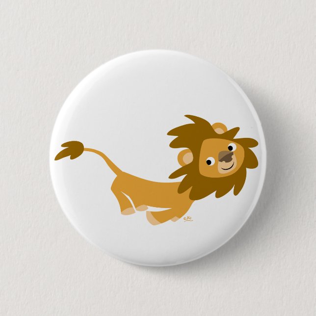 Niedlicher Cartoon-laufendes Löwe-Knopf-Abzeichen Button (Vorderseite)