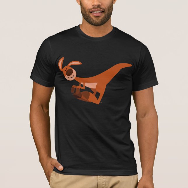 Niedlicher Cartoon Leaping Kangaroo T - Shirt (Vorderseite)