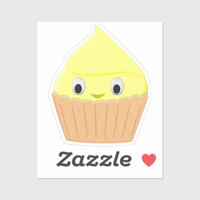 Niedlicher Cartoon Lemon Cupcake Aufkleber (Blatt)